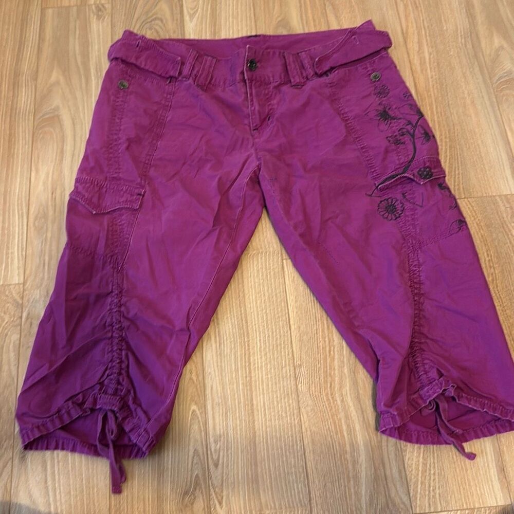 DKNY Active Women's Capri Pink/Purple Pants Size 9 100% Cotton Vintage‎